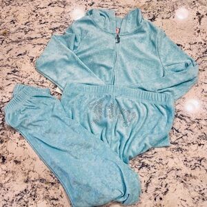 🆕 Juicy Couture Crystal Blue Bling Terry Track Suit - M